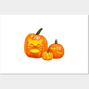 Spooky Jack-O-Lantern Trio (Bright Green) Posters and Art